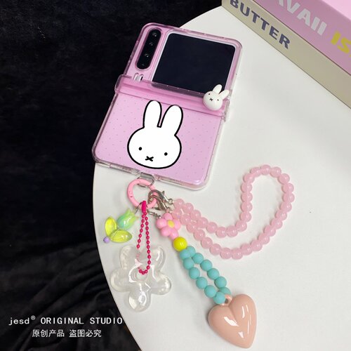 韩系ins少女粉灰波点米菲兔适用荣耀MagicVFlip2手机壳华为Pocket2/s折叠屏novaFlip新款PuraX典藏版保护套