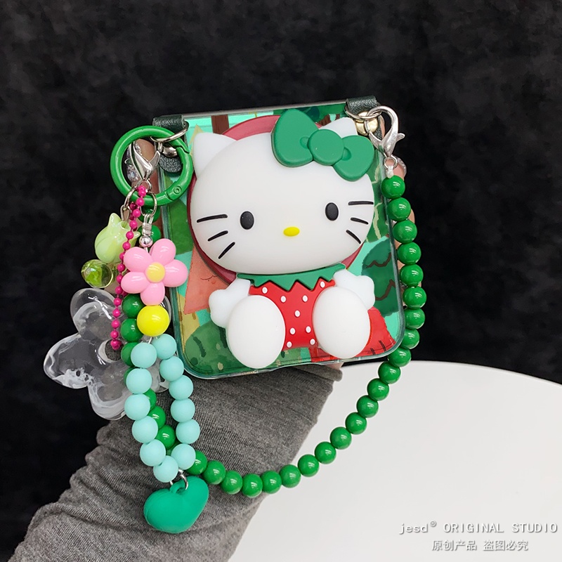 ins韩系插画立体草莓kitty适用三星zflip7折叠屏purax手机壳华为pocket2小米Mixflip2磁吸支架vflip2硬n3flip