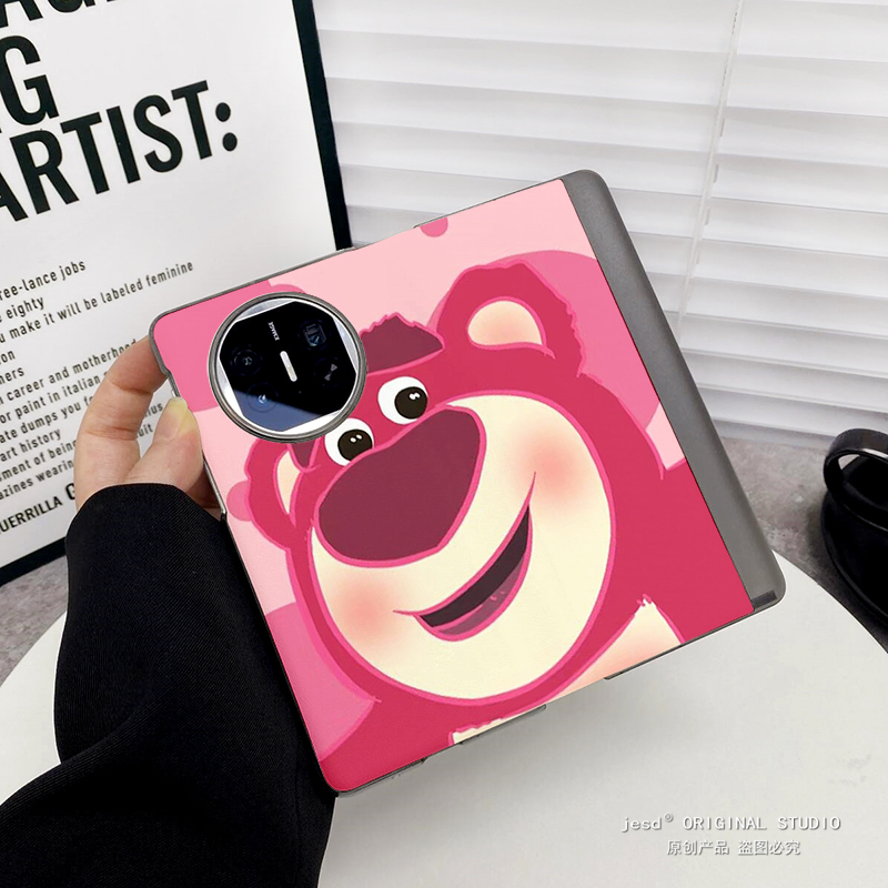 草莓熊适用华为matex5手机壳典藏版matex3折叠屏x2全包翻盖皮套女新款网红荣耀magic vs2至臻版v2 rsr保护壳