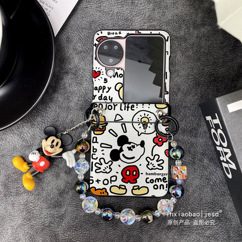 铰链全包适用于OPPOFindN3Flip手机壳findn2flip保护套oppo小折叠屏新款涂鸦汉堡老鼠n3flip手链斜挎女