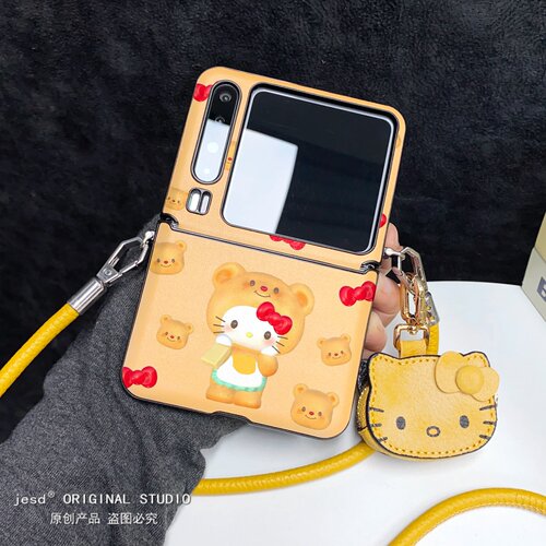 蝴蝶结kitty零钱包适用三星zflip7折叠屏purax手机壳华为pocket2可爱黄油小熊n3flip小米Mixflip2荣耀vflip2