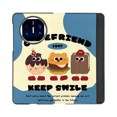 汉堡表情适用华为matex5手机壳典藏版matex3折叠屏x2全包翻盖皮套新款网红荣耀magic vs2至臻版v2 rsr保护壳