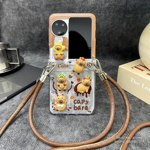 铰链全包适用于OPPOFindN3Flip手机壳findn2flip透明保护套oppo小折叠屏新款n3flip立体小动物手链斜挎女