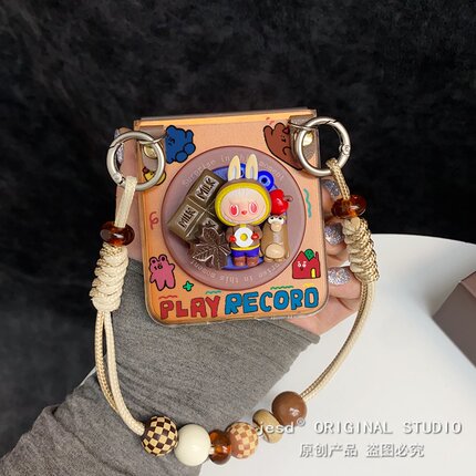 咖啡色龇牙怪兽立体磁吸支架适用华为purax手机壳pocket2荣耀vflip三星zflip7折叠屏novaflip新款p50pocket/s