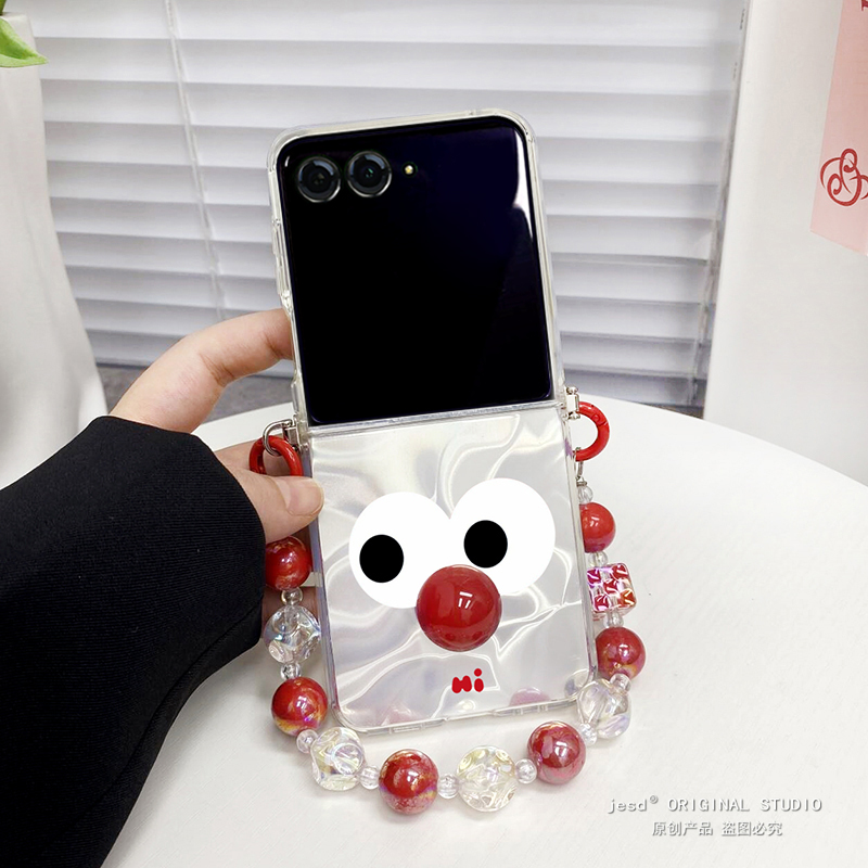 ins趣味立体红鼻子适用摩托罗拉moto razr50ulta手机壳斜挎折叠屏Razr50Ultra保护套razr50新款挂绳防摔超薄