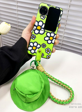 小清新白色花朵适用oppofindn3flip手机壳斜挎耳机包OPPO女新款小折叠屏FindN2Flip保护套卡通手提手机套挂绳