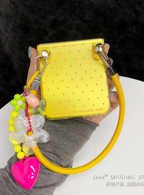 韩系黄色简约波点适用三星zflip7fe折叠屏n3flip手机壳purax小米mixflip2保护套pocket2新款razr60荣耀vflip