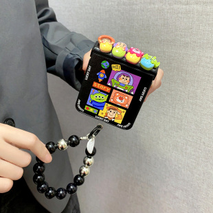 铰链全包防摔适用于vivoxFlip手机壳xflip保护套vivo小折叠屏新款 flip手链条女黑色立体蛋壳公仔