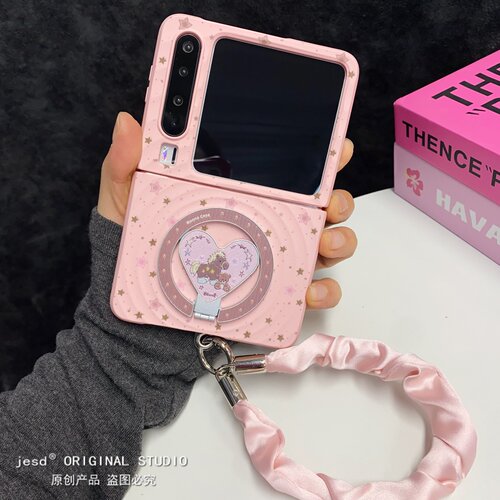 韩系少女可爱小马适用三星zflip7折叠屏华为purax手机壳小米mixflip2支架pocket2磁吸波漾纹n3flip荣耀vflip2