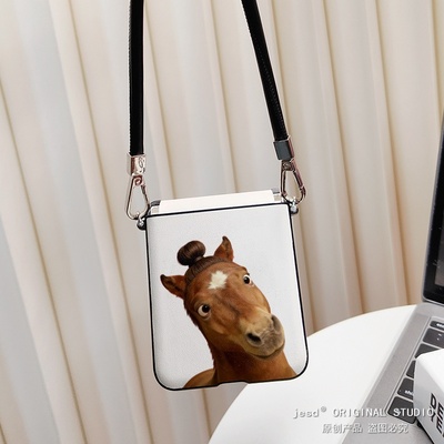 马年新款恶搞可爱小马适用华为purax阔屏手机壳n3flip荣耀vflip2三星zflip765折叠屏小米mix2新款pocket2皮纹