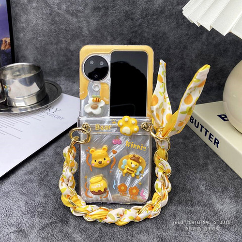 铰链全包适用于OPPOFindN3Flip手机壳findn2flip透明保护套oppo小折叠屏新款立体蜂蜜熊n3flip手链斜挎女