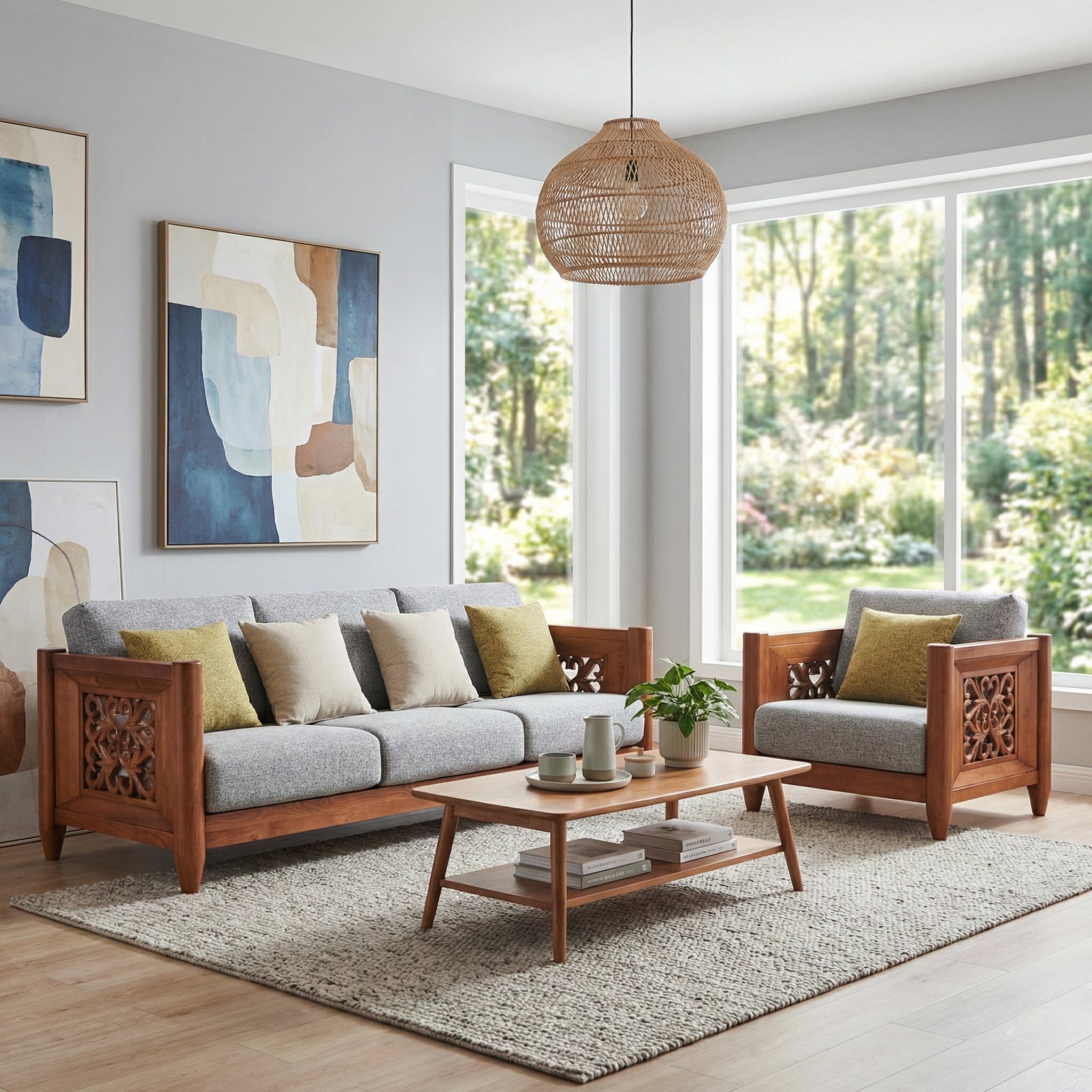 筑家东南亚实木沙发组合现代中式客厅木质家具槟榔色泰式禅意沙发