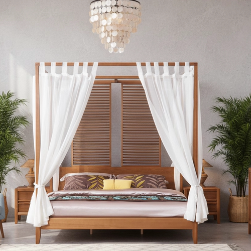 东南亚风格四柱槟榔色民宿拔步床