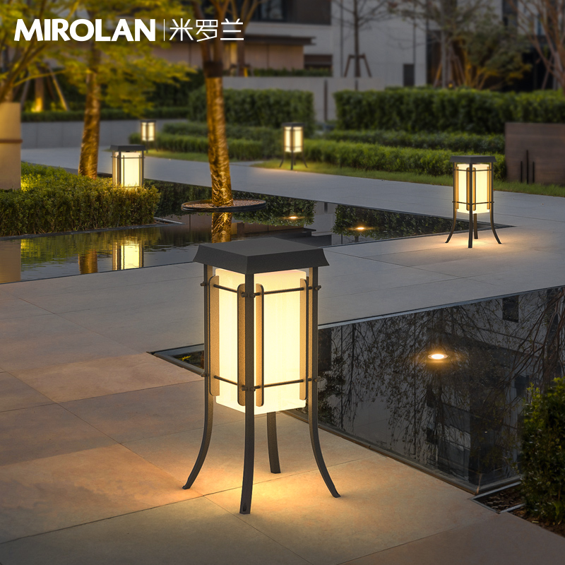 新中式落地灯太阳能灯家用庭院灯草C坪灯防水地埋灯花园灯氛围装