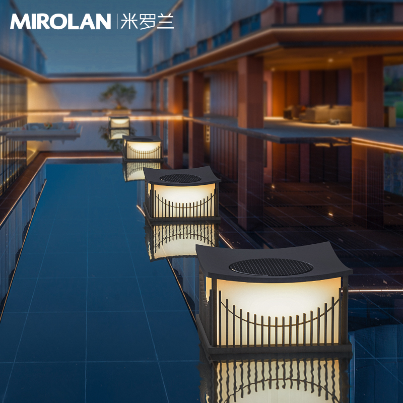 中式落地灯户外太阳能灯庭院草y坪灯别墅院子里的灯防水商用装饰