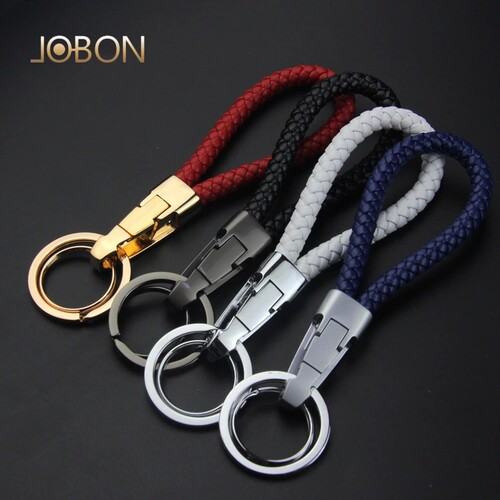 jobon中邦真皮编织挂件钥匙链