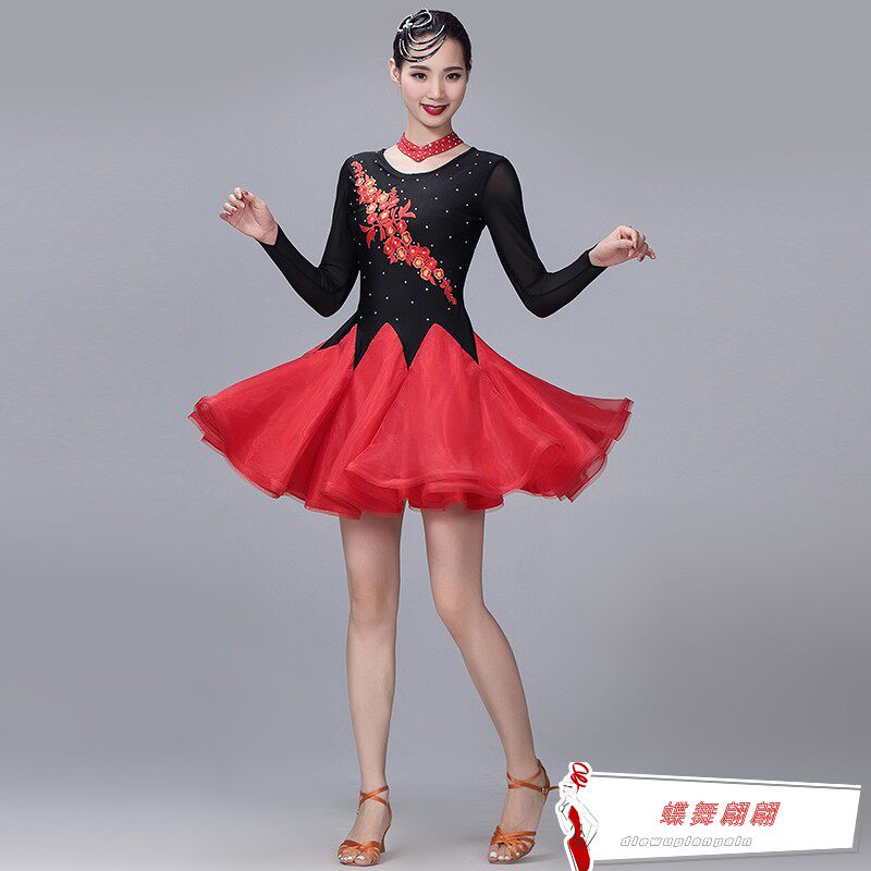 新款水兵舞拉丁舞裙比赛演出服成人女 三步踩舞蹈服表演服连衣裙