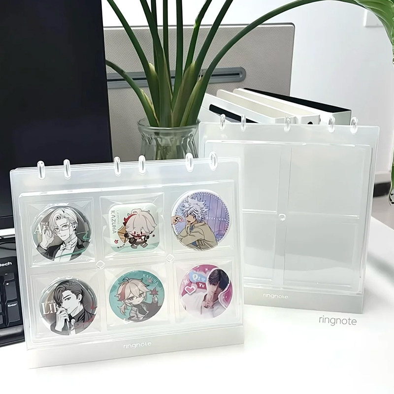 RINGNOTE 动漫吧唧徽章保护收纳册摆台展示4格6格二次元圆形方形图片