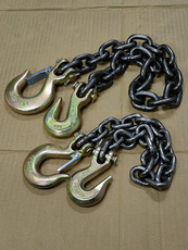 Подъемные цепи 厂家叉车专用多功能起重链条羊角抓钩双勾链条带铁链的钩子双链吊