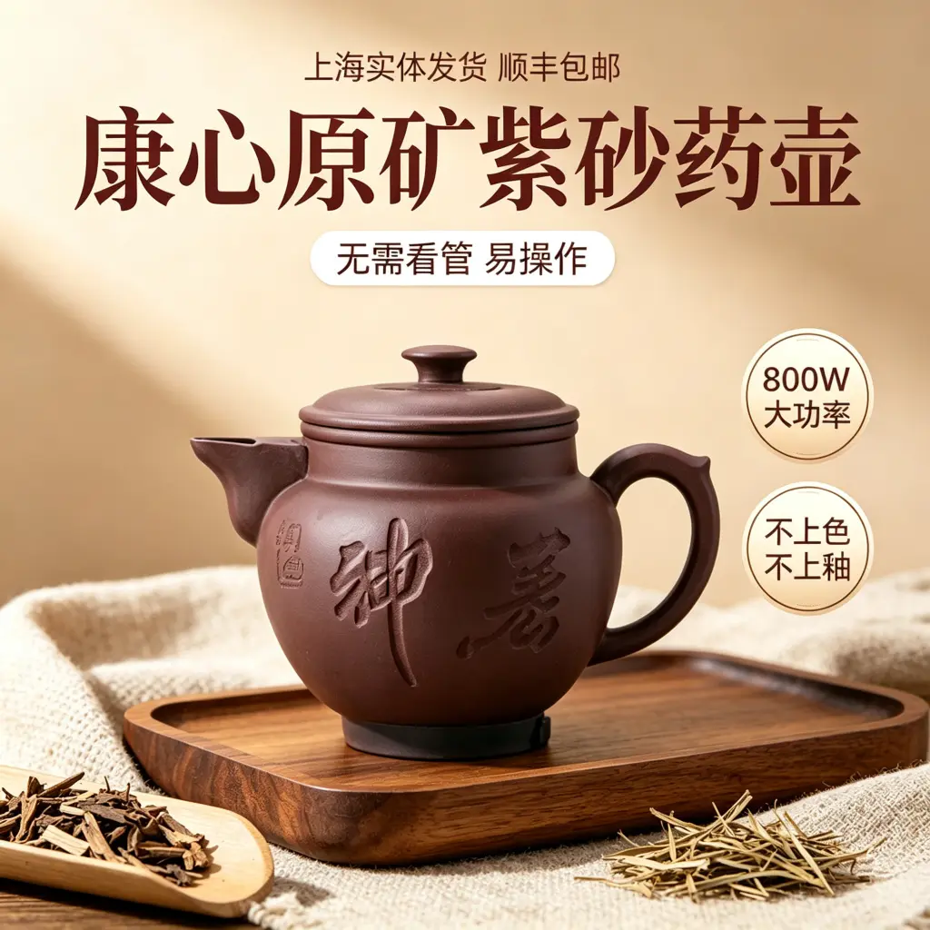 康心养生壶中药壶煎药壶紫砂锅全自动熬药煮电药锅大壶800瓦功率