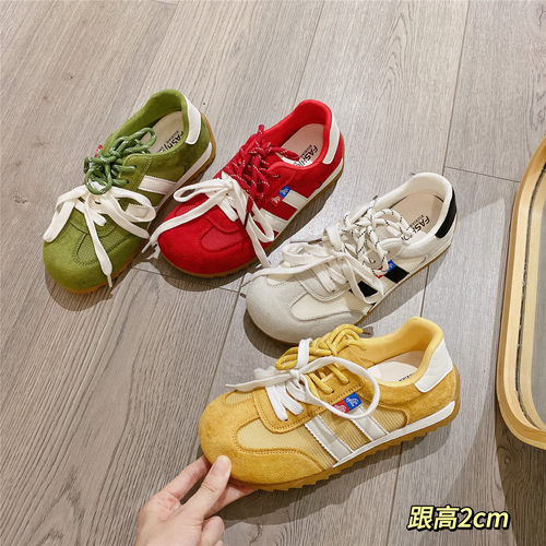 复古系带德训鞋板鞋女2026夏季新款韩版厚底百搭休闲鞋运动鞋女鞋