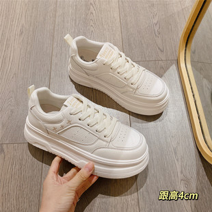 系带厚底松糕小白鞋女2026春季新款韩版休闲鞋板鞋学生运动鞋女鞋