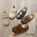 毛毛鞋魔术贴加绒保暖单鞋女2025冬季新款韩版内增高棉鞋豆豆鞋女