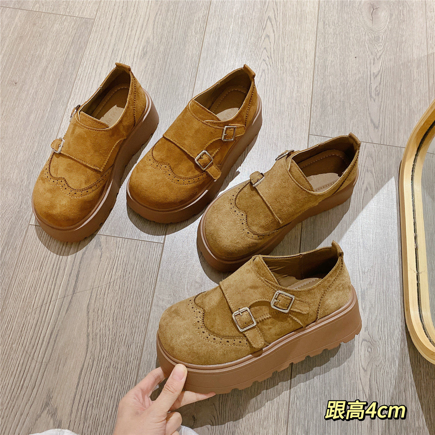 复古搭扣勃肯鞋女2026春季新款韩版百搭乐福鞋厚底松糕单鞋豆豆鞋,女鞋,勃肯鞋/软木鞋,淘宝优惠券,粉丝福利购,淘宝优惠卷