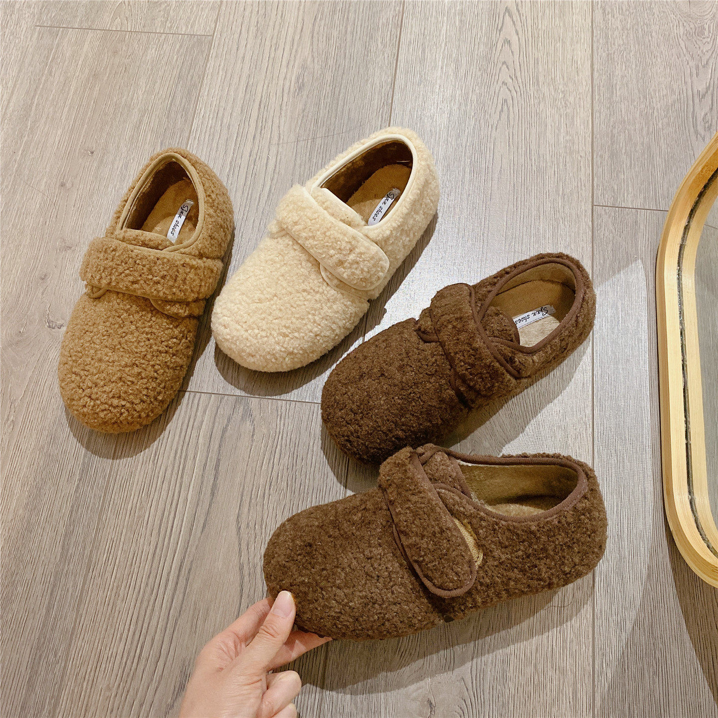 毛毛鞋魔术贴加绒保暖单鞋女2025冬季新款韩版软底平底棉鞋豆豆鞋,女鞋,深口单鞋,淘宝优惠券,粉丝福利购,淘宝优惠卷