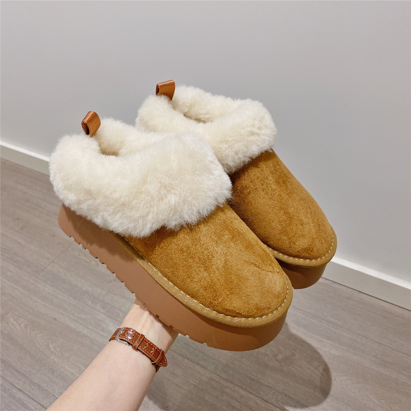 复古毛毛鞋雪地靴短靴女2025冬季新款韩版加绒保暖棉鞋厚底松糕鞋