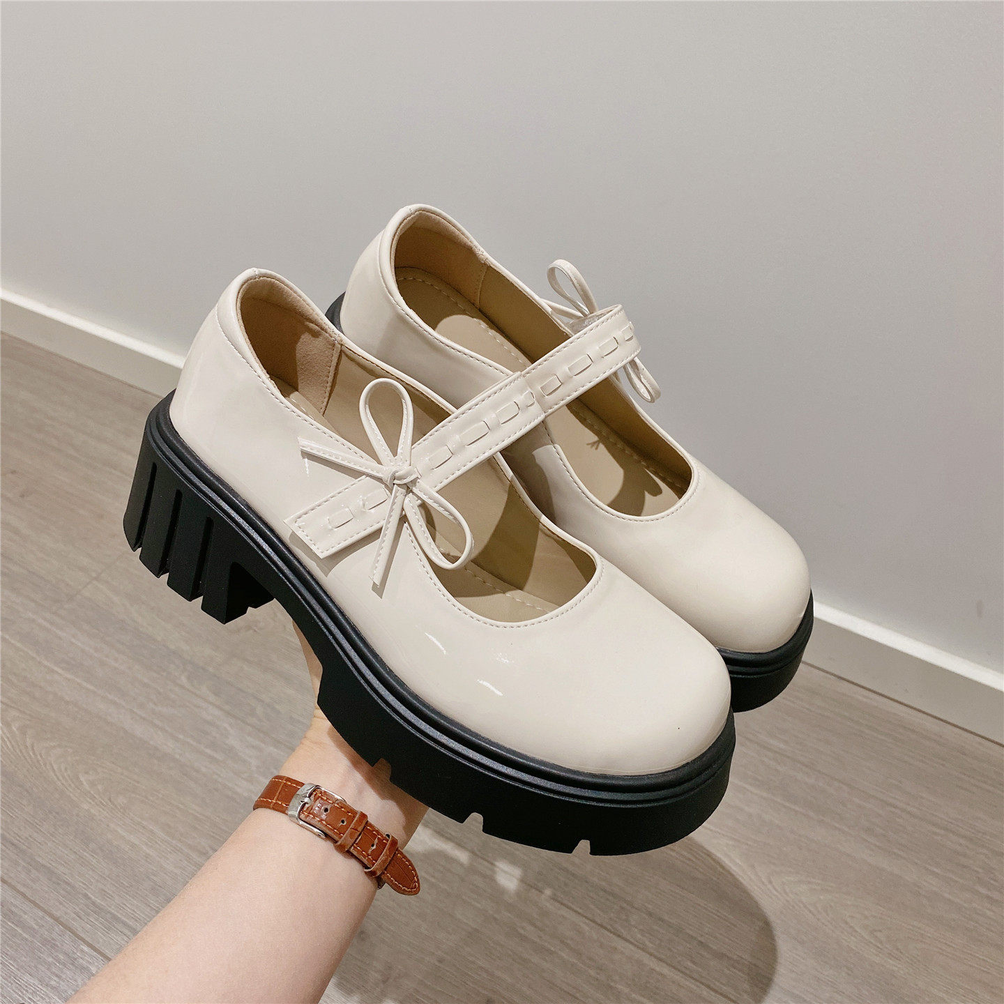 玛丽珍蝴蝶结魔术贴小皮鞋单鞋女2026春季新款韩版圆头浅口乐福鞋,女鞋,深口单鞋,淘宝优惠券,粉丝福利购,淘宝优惠卷