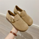 女外穿2025春季 单鞋 新款 一脚蹬两穿豆豆鞋 女 懒人鞋 复古厚底勃肯鞋