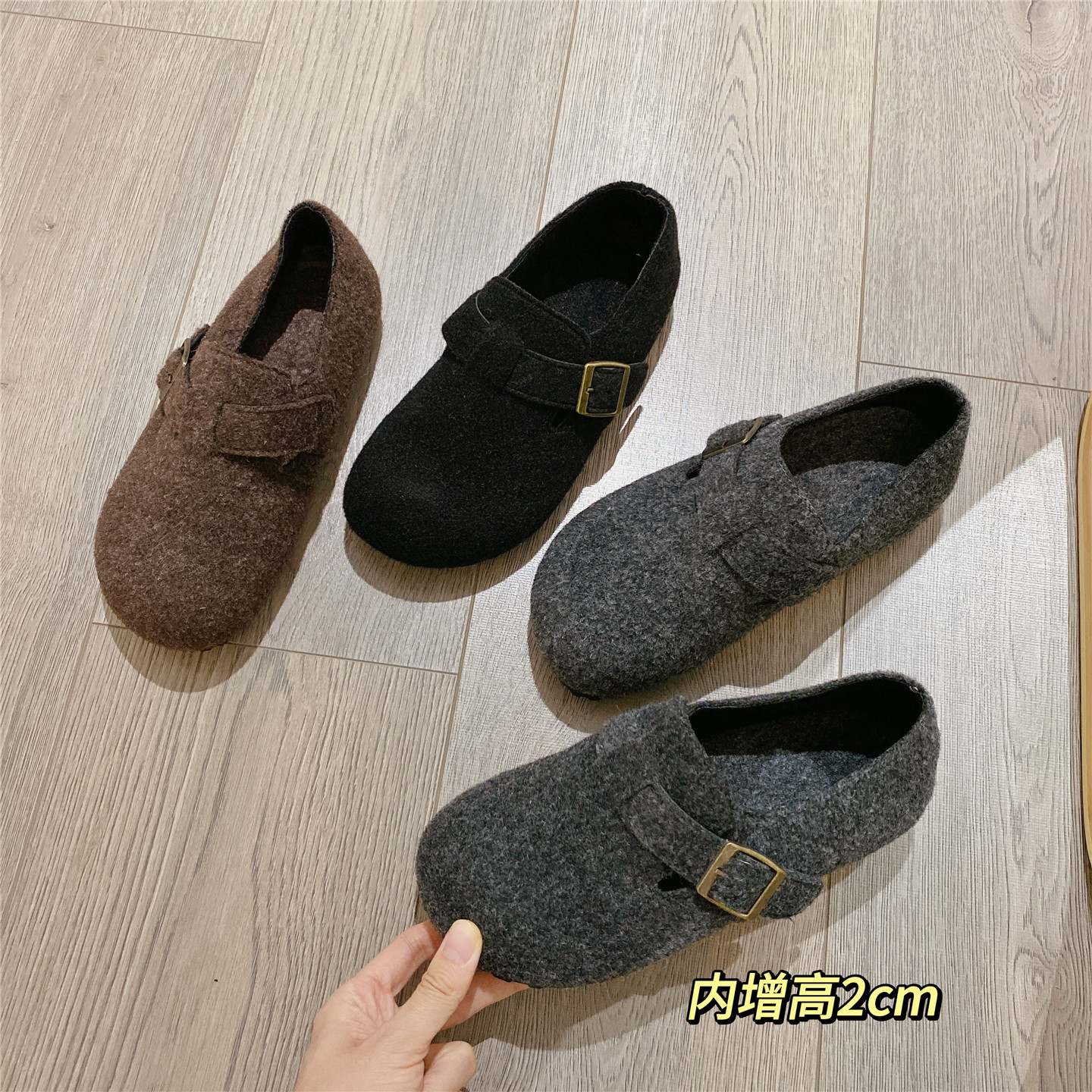 复古软底搭扣加绒毛毛鞋单鞋女2025冬季新款乐福鞋棉鞋平底豆豆鞋