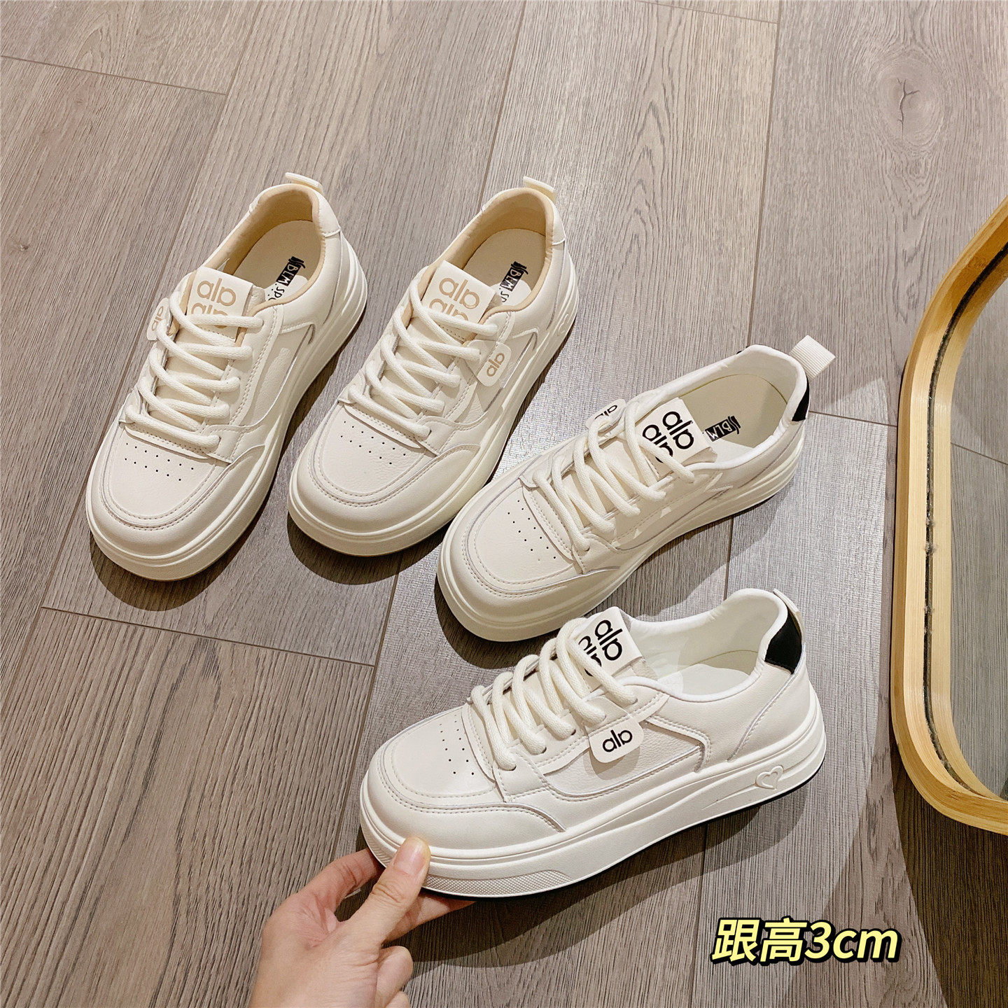 系带厚底松糕小白鞋女2026春季新款韩版休闲鞋板鞋学生运动鞋女鞋,女鞋,休闲板鞋,淘宝优惠券,粉丝福利购,淘宝优惠卷