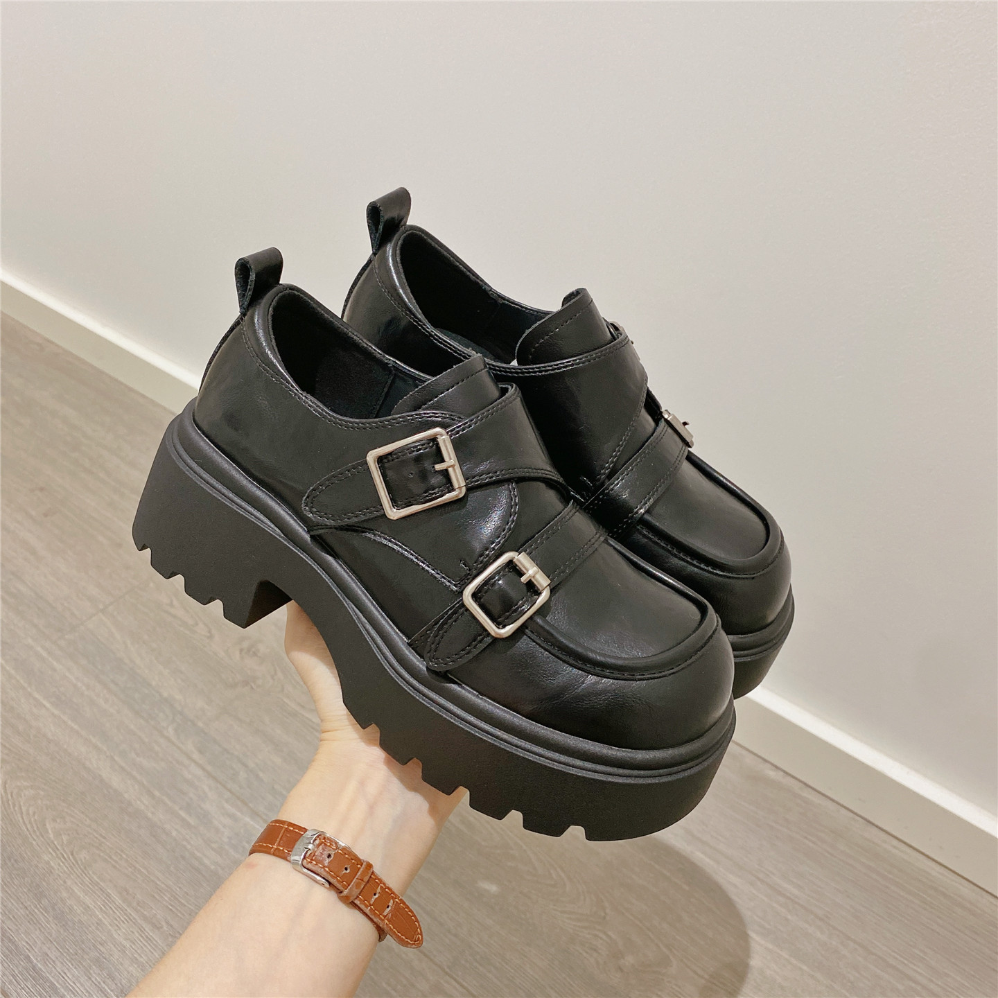 复古玛丽珍小皮鞋单鞋女2026秋季新款韩版厚底松糕粗跟深口豆豆鞋