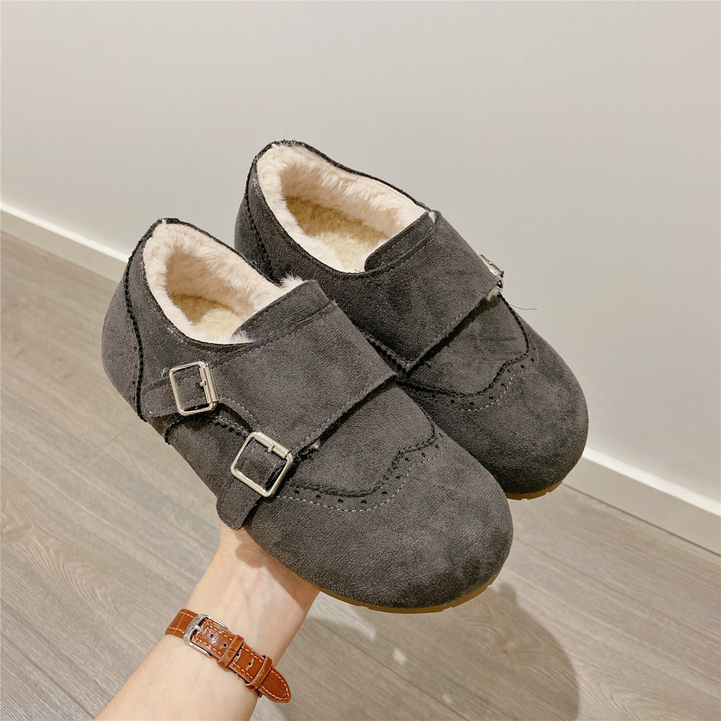复古毛毛鞋保暖厚底勃肯鞋女2025冬季新款韩版加绒内增高单鞋棉鞋