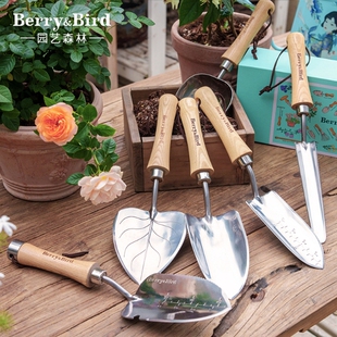 BerryBird新品小蛮腰园艺工具家用种花换盆松土不锈钢铲子实木柄