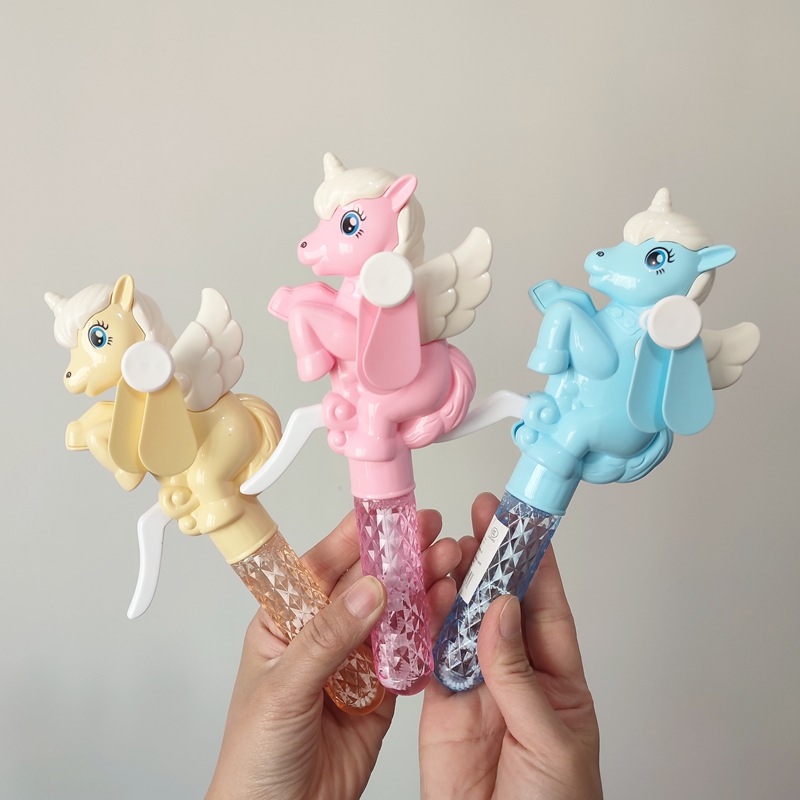 卡通儿童手压小风扇带吹泡泡孩子玩具礼品迷你手持手动按压小风扇