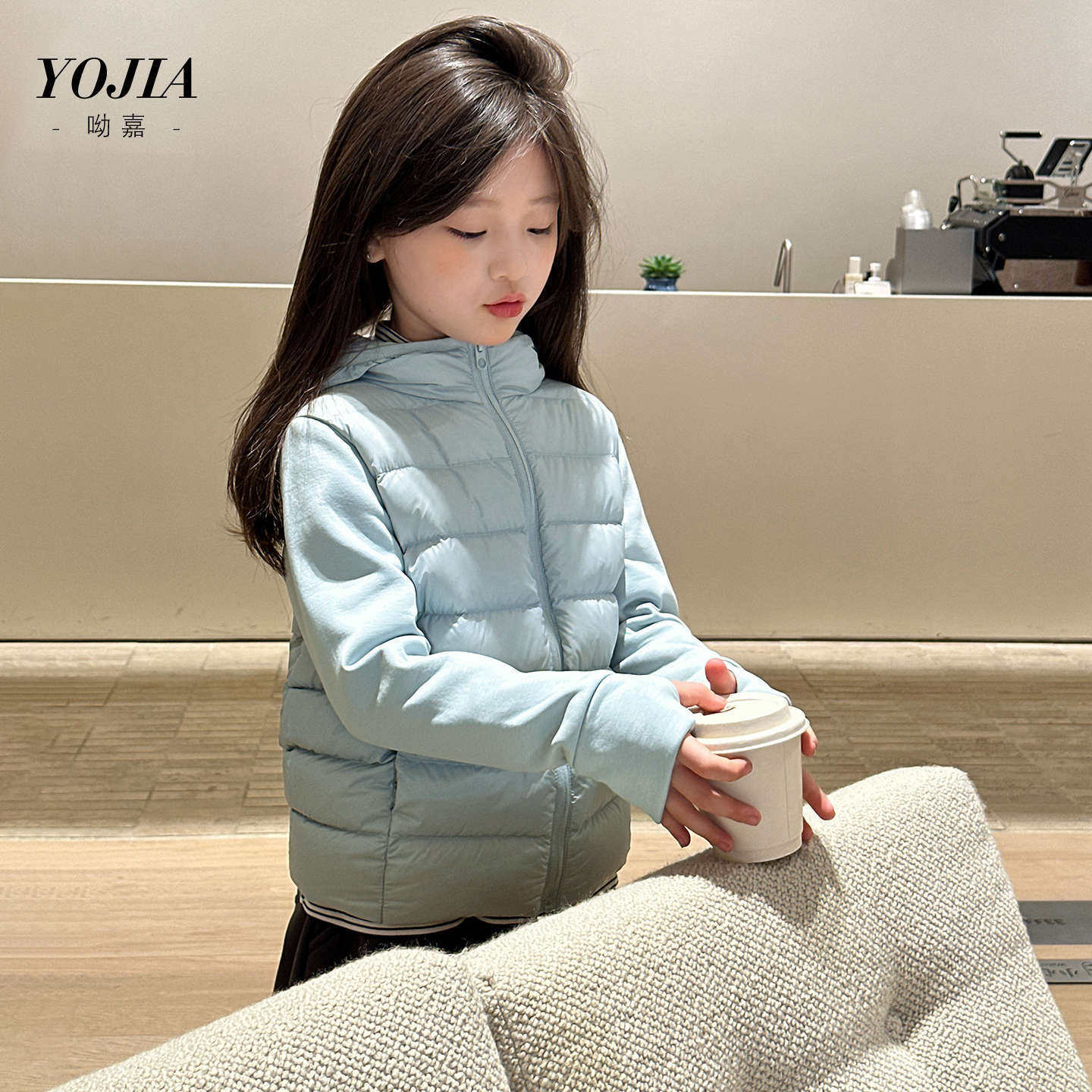 YOJIA女童90白鸭绒羽绒服冬内搭