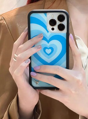 美国wildflower适用苹果iPhone15ProMax14蓝色爱心 野花WF手机壳