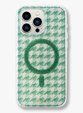 现货 美国Sonix15绿千鸟格 透明磁吸全包防摔透明苹果手机壳iphone15ProMax系列