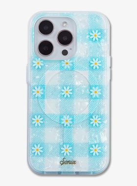 美国sonix 2023新款苹果iPhone14 pro max浅蓝花格子Daisy Chain磁圈magsafe全包防摔手机壳