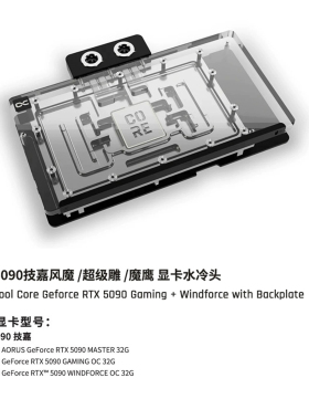 Alphacool Core显卡分体水冷头兼容RTX5090技嘉风魔/魔鹰/超级雕
