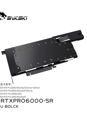 Bykski N-RTXPRO6000-SR 显卡水冷头全金属结构 NVIDIARTXPro6000