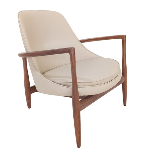 D006 Elizabeth lounge chair 胡桃木真皮中古伊丽莎白休闲椅