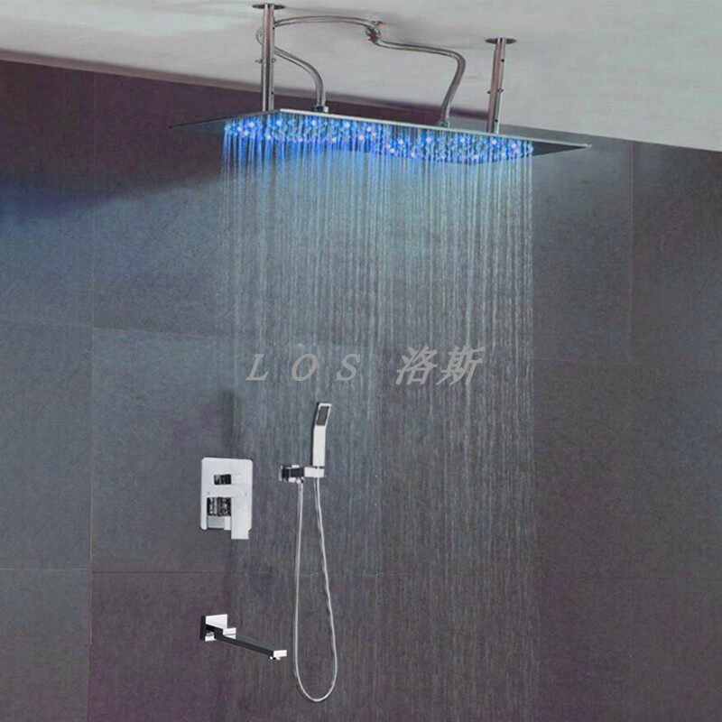 超大淋浴花洒喷头套装洗澡淋雨喷头带手喷下出水龙头开关创意花洒