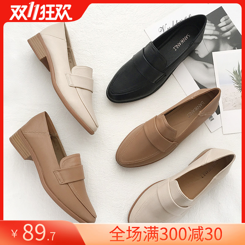 英伦小皮鞋低跟单鞋女鞋sanwanli