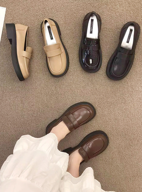 黑色英伦风小皮鞋女JK皮鞋2026年新款通勤百搭厚底乐福单鞋福乐鞋