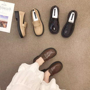 黑色英伦风小皮鞋女JK皮鞋2026年新款通勤百搭厚底乐福单鞋福乐鞋