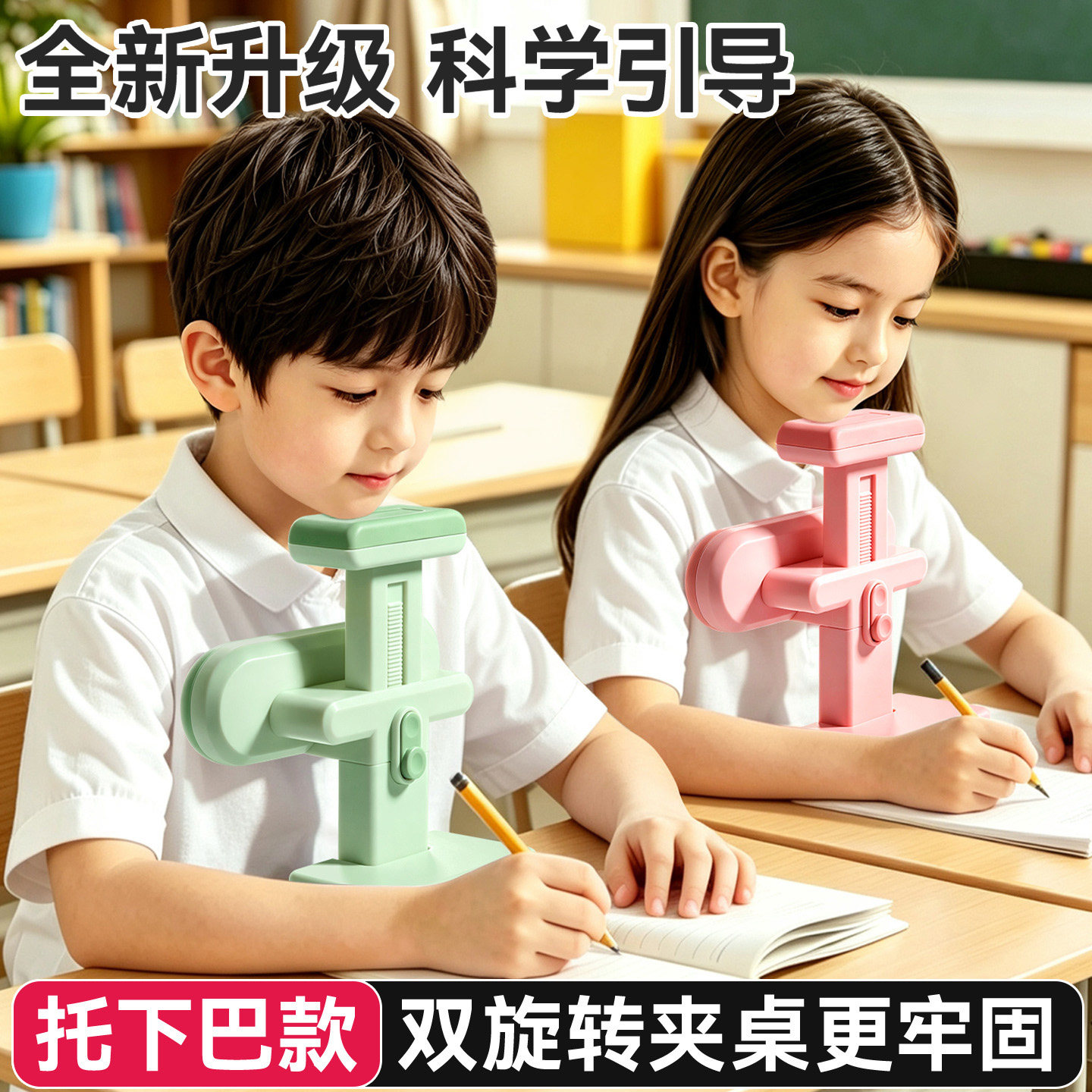 小学生坐姿矫正器儿童可托下巴写字姿势正姿纠正防低头视力保护器写作业书写矫正弯腰驼背护眼学习桌书桌支架